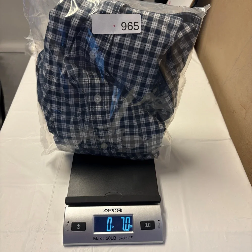 Banana Republic Soft Wash Navy Blue Gingham Check Cotton‎ Button Down Shirt XL